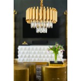 Avizemoda Palmira 35'lik Prizma Kesim Kristal Taşlı Lüks Avize - ( Sarı -yaldız )