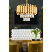 Avizemoda Palmira 35'lik Prizma Kesim Kristal Taşlı Lüks Avize - ( Sarı -yaldız )