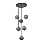 Avizemoda Galaksi 6 lı Gökyüzü Desen Camlı Salon Oturma Odası Modern Sarkıt Avize - (Siyah Kasa)