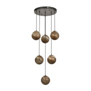 Avizemoda Galaksi 6 lı Toprak Desen Camlı Salon Oturma Odası Modern Sarkıt Avize - (Siyah Kasa)