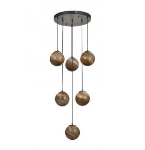 Avizemoda Galaksi 6 lı Toprak Desen Camlı Salon Oturma Odası Modern Sarkıt Avize - (Siyah Kasa)