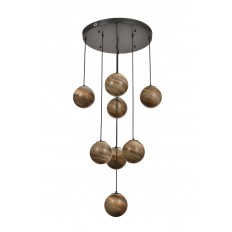 Avizemoda Galaksi 8 li Toprak Desen Camlı Salon Oturma Odası Modern Sarkıt Avize - (Siyah Kasa)