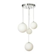 Avizemoda Pigaro 4 lü Beyaz Renk Camlı Salon Oturma Odası Modern Sarkıt Avize - (Krom Kaplama)