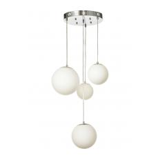 Avizemoda Pigaro 4 lü Beyaz Renk Camlı Salon Oturma Odası Modern Sarkıt Avize - (Krom Kaplama)