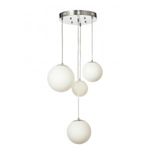 Avizemoda Pigaro 4 lü Beyaz Renk Camlı Salon Oturma Odası Modern Sarkıt Avize - (Krom Kaplama)