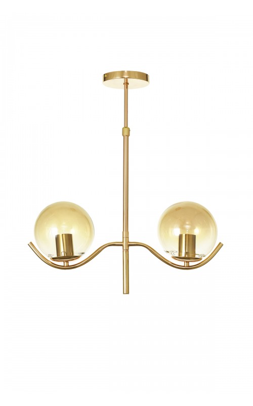 Avizemoda Ranya 2 li Bal Camlı Salon Oturma Odası Modern Avize - (Gold Kaplama)