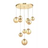 Avizemoda Pigaro 10 lu Bal Renk Camlı Salon Oturma Odası Modern Sarkıt Avize - (Gold Kaplama)