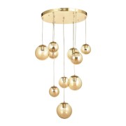 Avizemoda Pigaro 10 lu Bal Renk Camlı Salon Oturma Odası Modern Sarkıt Avize - (Gold Kaplama)