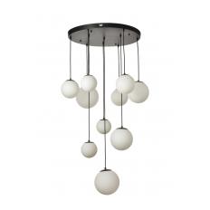 Avizemoda Pigaro 10 lu Beyaz Renk Camlı Salon Oturma Odası Modern Sarkıt Avize - (Siyah Kasa)