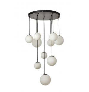 Avizemoda Pigaro 10 lu Beyaz Renk Camlı Salon Oturma Odası Modern Sarkıt Avize - (Siyah Kasa)