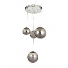 Avizemoda Pigaro 4 lü Füme Renk Camlı Salon Oturma Odası Modern Sarkıt Avize - (Krom Kaplama)