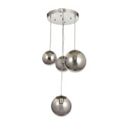 Avizemoda Pigaro 4 lü Füme Renk Camlı Salon Oturma Odası Modern Sarkıt Avize - (Krom Kaplama)