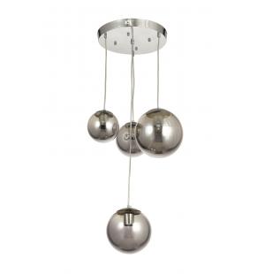 Avizemoda Pigaro 4 lü Füme Renk Camlı Salon Oturma Odası Modern Sarkıt Avize - (Krom Kaplama)