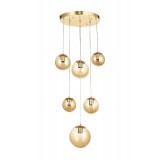 Avizemoda Pigaro 6 lı Bal Renk Camlı Salon Oturma Odası Modern Sarkıt Avize - (Gold Kaplama)