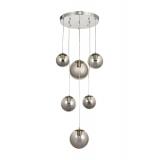 Avizemoda Pigaro 6 lı Füme Renk Camlı Salon Oturma Odası Modern Sarkıt Avize - (Krom Kaplama)