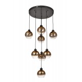 Avizemoda Side 8 li Kahve Camlı Salon Oturma Odası Modern Sarkıt Avize - (Siyah Kasa)