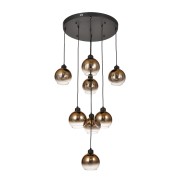 Avizemoda Side 8 li Kahve Camlı Salon Oturma Odası Modern Sarkıt Avize - (Siyah Kasa)