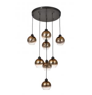 Avizemoda Side 8 li Kahve Camlı Salon Oturma Odası Modern Sarkıt Avize - (Siyah Kasa)