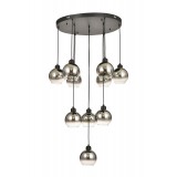 Avizemoda Side 10 lu Krom Camlı Salon Oturma Odası Modern Sarkıt Avize - (Siyah Kasa)