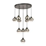 Avizemoda Side 10 lu Krom Camlı Salon Oturma Odası Modern Sarkıt Avize - (Siyah Kasa)