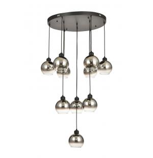 Avizemoda Side 10 lu Krom Camlı Salon Oturma Odası Modern Sarkıt Avize - (Siyah Kasa)