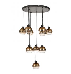 Avizemoda Side 10 lu Kahve Camlı Salon Oturma Odası Modern Sarkıt Avize - (Siyah Kasa)