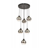 Avizemoda Side 6 lı Krom Camlı Salon Oturma Odası Modern Sarkıt Avize - (Siyah Kasa)