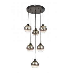 Avizemoda Side 6 lı Krom Camlı Salon Oturma Odası Modern Sarkıt Avize - (Siyah Kasa)