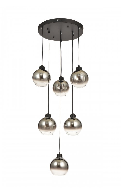 Avizemoda Side 6 lı Krom Camlı Salon Oturma Odası Modern Sarkıt Avize - (Siyah Kasa)