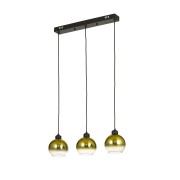 Avizemoda Side 3 lü Yemek Masası Üstü Gold Camlı Modern Sarkıt Avize - (Siyah Kasa)