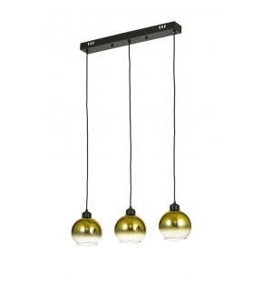 Avizemoda Side 3 lü Yemek Masası Üstü Gold Camlı Modern Sarkıt Avize - (Siyah Kasa)