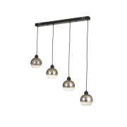 Avizemoda Side 4 lü Yemek Masası Üstü Krom Camlı Modern Sarkıt Avize - (Siyah Kasa)