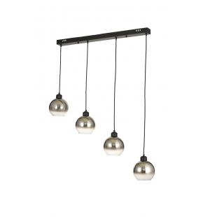 Avizemoda Side 4 lü Yemek Masası Üstü Krom Camlı Modern Sarkıt Avize - (Siyah Kasa)