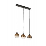 Avizemoda Side 3 lü Yemek Masası Üstü Kahve Camlı Modern Sarkıt Avize - (Siyah Kasa)