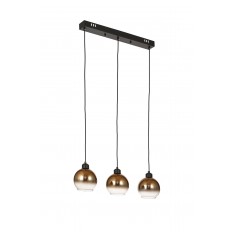 Avizemoda Side 3 lü Yemek Masası Üstü Kahve Camlı Modern Sarkıt Avize - (Siyah Kasa)