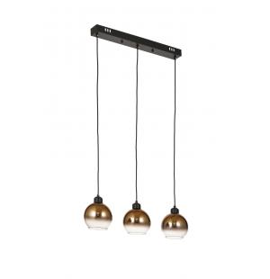 Avizemoda Side 3 lü Yemek Masası Üstü Kahve Camlı Modern Sarkıt Avize - (Siyah Kasa)