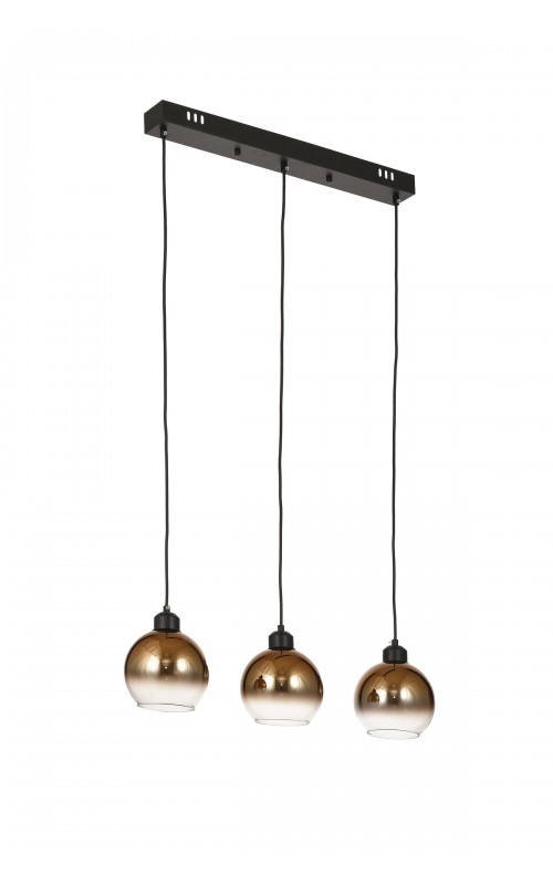 Avizemoda Side 3 lü Yemek Masası Üstü Kahve Camlı Modern Sarkıt Avize - (Siyah Kasa)