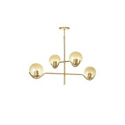 Avizemoda Ranya 4 lü Bal Camlı Salon Oturma Odası Modern Kollu Avize - (Gold Kaplama)