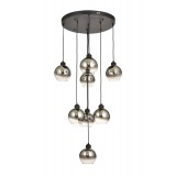 Avizemoda Side 8 li Krom Camlı Salon Oturma Odası Modern Sarkıt Avize - (Siyah Kasa)