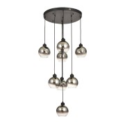 Avizemoda Side 8 li Krom Camlı Salon Oturma Odası Modern Sarkıt Avize - (Siyah Kasa)