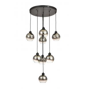 Avizemoda Side 8 li Krom Camlı Salon Oturma Odası Modern Sarkıt Avize - (Siyah Kasa)