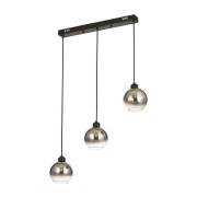 Avizemoda Side 3 lü Yemek Masası Üstü Krom Camlı Modern Sarkıt Avize - (Siyah Kasa)