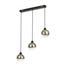 Avizemoda Side 3 lü Yemek Masası Üstü Krom Camlı Modern Sarkıt Avize - (Siyah Kasa)