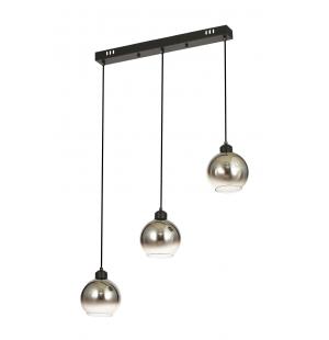 Avizemoda Side 3 lü Yemek Masası Üstü Krom Camlı Modern Sarkıt Avize - (Siyah Kasa)