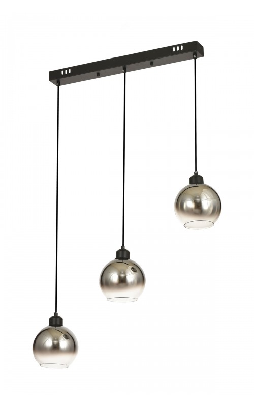 Avizemoda Side 3 lü Yemek Masası Üstü Krom Camlı Modern Sarkıt Avize - (Siyah Kasa)