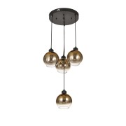 Avizemoda Side 4 lü Kahve Camlı Salon Oturma Odası Modern Sarkıt Avize - (Siyah Kasa)