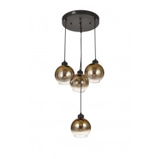 Avizemoda Side 4 lü Kahve Camlı Salon Oturma Odası Modern Sarkıt Avize - (Siyah Kasa)