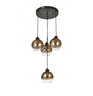 Avizemoda Side 4 lü Kahve Camlı Salon Oturma Odası Modern Sarkıt Avize - (Siyah Kasa)