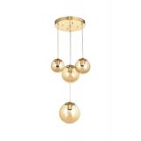 Avizemoda Pigaro 4 lü Bal Renk Camlı Salon Oturma Odası Modern Sarkıt Avize - (Gold Kaplama)