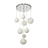 Avizemoda Pigaro 8 li Beyaz Renk Camlı Salon Oturma Odası Modern Sarkıt Avize - (Krom Kaplama)